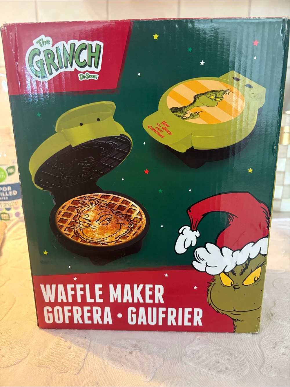 The Grinch Green Waffle Maker - Novelty Holiday Kitchen Appliance